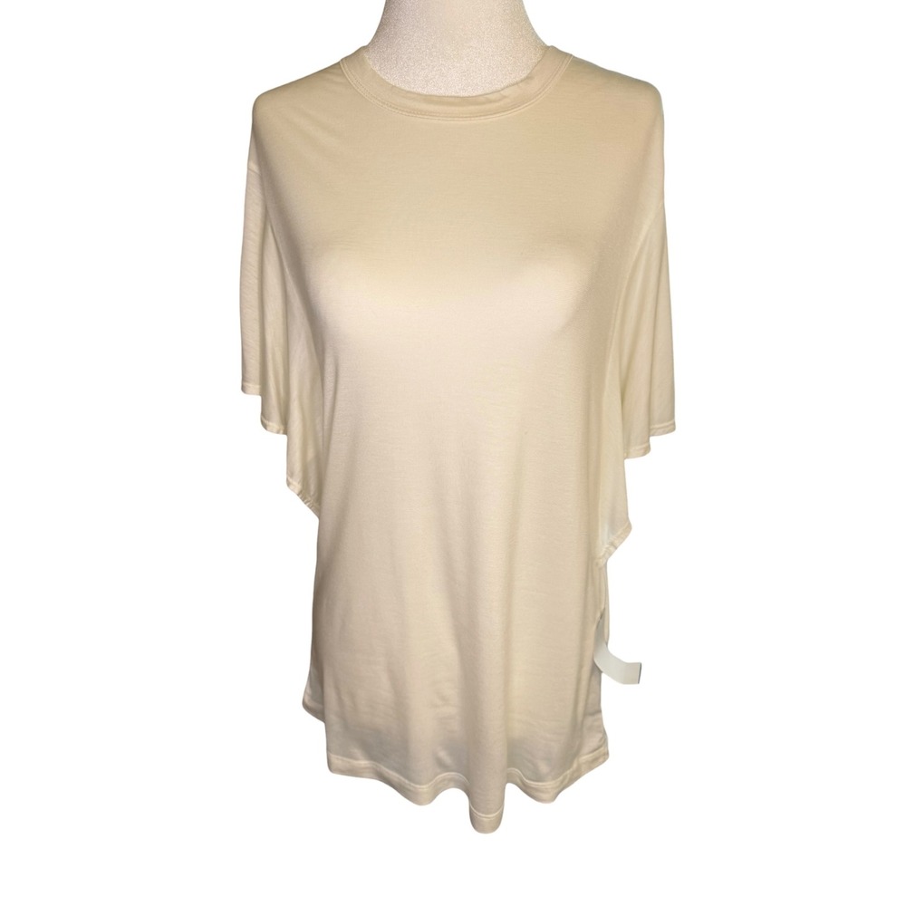 AG Adriano Goldschmied Womens Flutter Sleeve Tee Off White‎ Small NWT